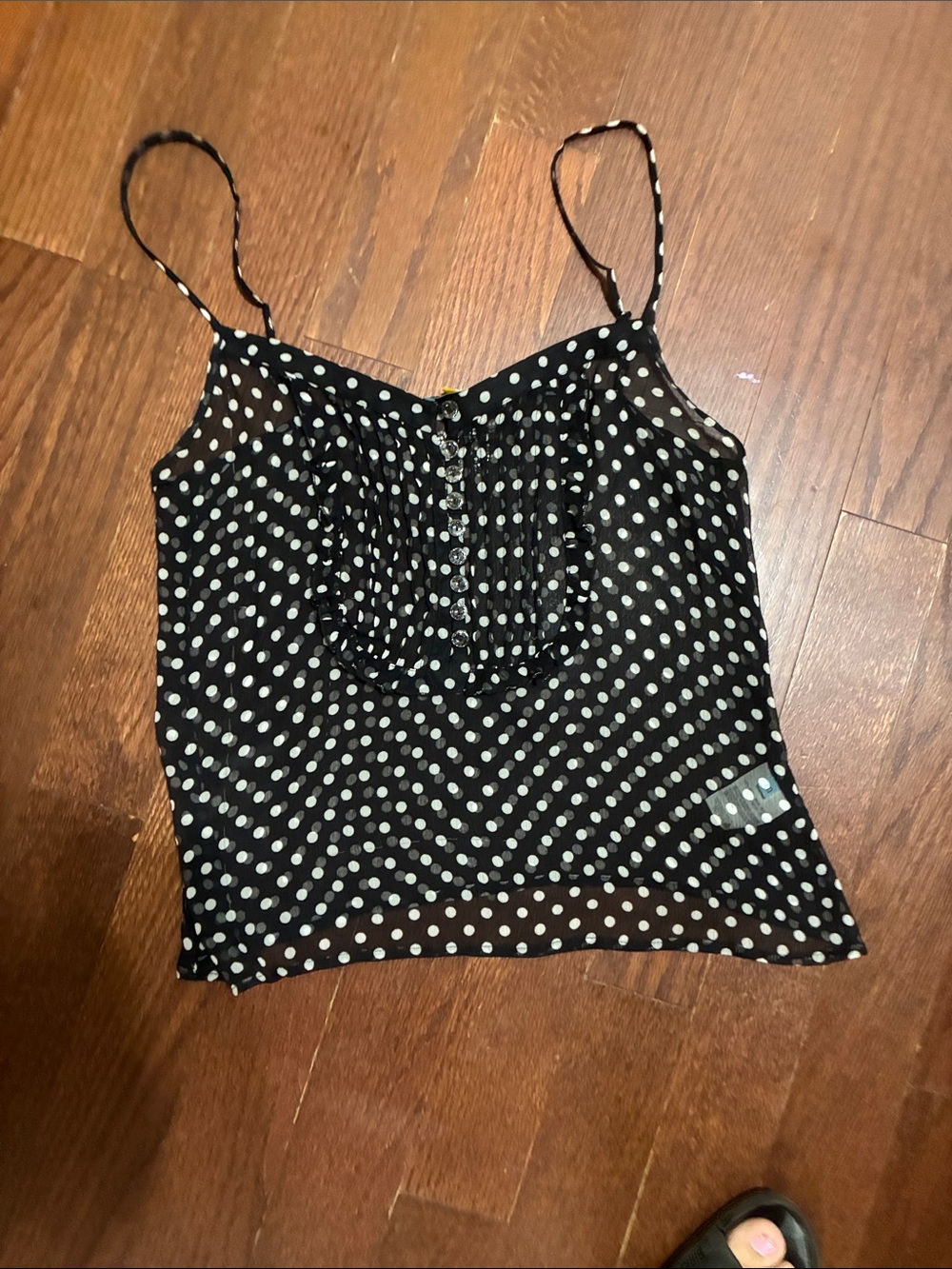 Guess by Marciano Black Polka Dot Spaghetti Strap Cami